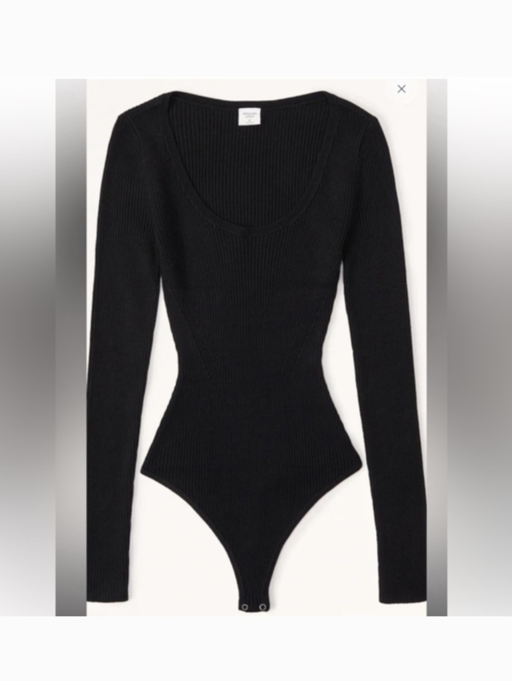 Abercrombie & Fitch Black Ribbed Scoop Neck Long-Sleeve Sweater Bodysuit Sz XS